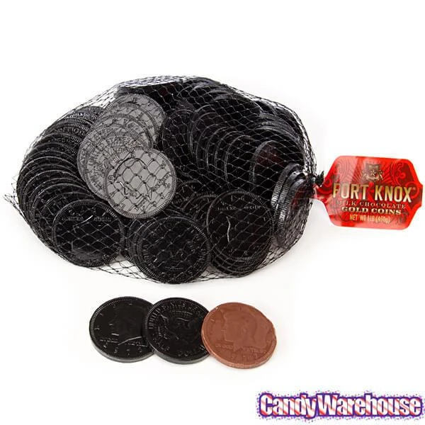 Black Foiled Milk Chocolate Coins: 1LB Bag 2 Black Foiled Milk Chocolate Coins: 1LB Bag - Image 2