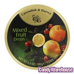Cavendish & Harvey Hard Candy Drops Tins - Mixed Fruit: 12-Piece Box -Candy Shop cavendish and harvey hard candy drops tins mixed fruit 12 piece box candy warehouse 3