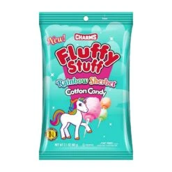 Charms Fluffy Stuff Rainbow Sherbet Cotton Candy Packs: 24-Piece Case