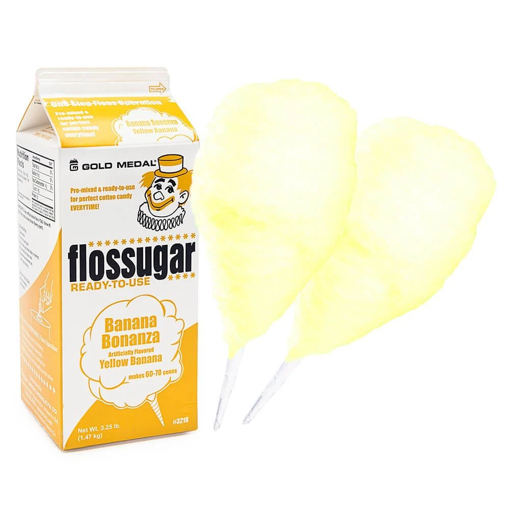 Cotton Candy Floss Sugar - Banana: Half Gallon Carton 1 Cotton Candy Floss Sugar - Banana: Half Gallon Carton