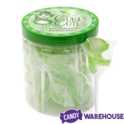CurlyCutes Petite Crystal Ribbon Pops - Green Lime: 20-Piece Jar -Candy Shop curlycutes petite crystal ribbon pops green lime 20 piece jar candy warehouse 4