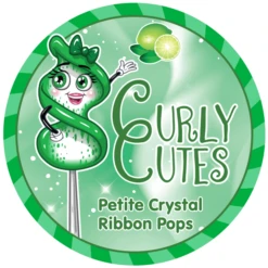CurlyCutes Petite Crystal Ribbon Pops - Green Lime: 20-Piece Jar -Candy Shop curlycutes petite crystal ribbon pops green lime 20 piece jar candy warehouse 5