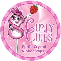 CurlyCutes Petite Crystal Ribbon Pops - Pink Strawberry: 20-Piece Jar -Candy Shop curlycutes petite crystal ribbon pops pink strawberry 20 piece jar candy warehouse 3