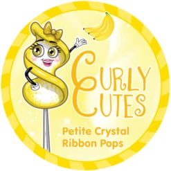 CurlyCutes Petite Crystal Ribbon Pops - Yellow Banana: 20-Piece Jar -Candy Shop curlycutes petite crystal ribbon pops yellow banana 20 piece jar candy warehouse 4
