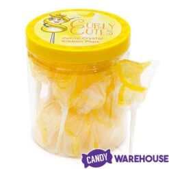 CurlyCutes Petite Crystal Ribbon Pops - Yellow Banana: 20-Piece Jar -Candy Shop curlycutes petite crystal ribbon pops yellow banana 20 piece jar candy warehouse 5