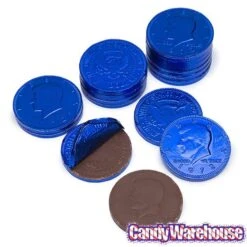 Dark Blue Foiled Milk Chocolate Coins: 1LB Bag -Candy Shop dark blue foiled milk chocolate coins 1lb bag candy warehouse 3