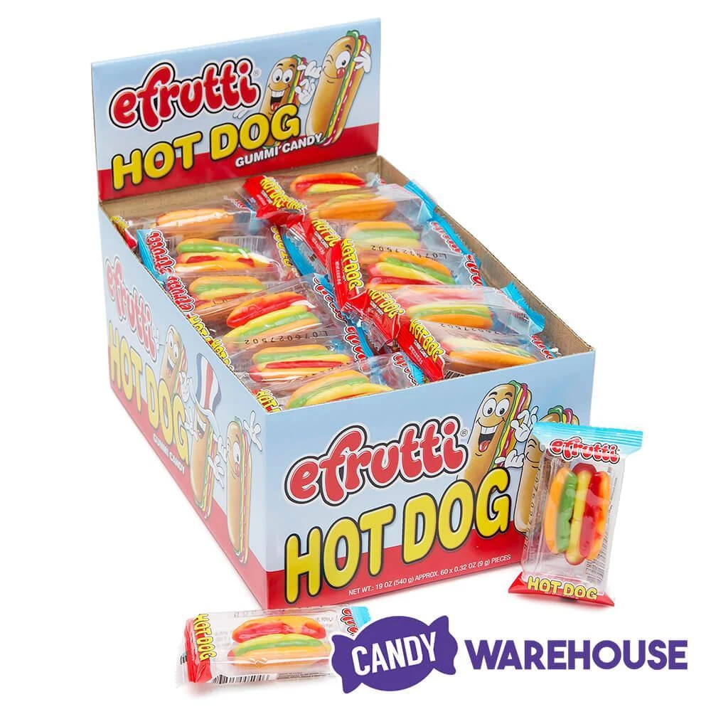 Efrutti Gummy Hot Dogs Candy: 60-Piece Box 2 Efrutti Gummy Hot Dogs Candy: 60-Piece Box - Image 2