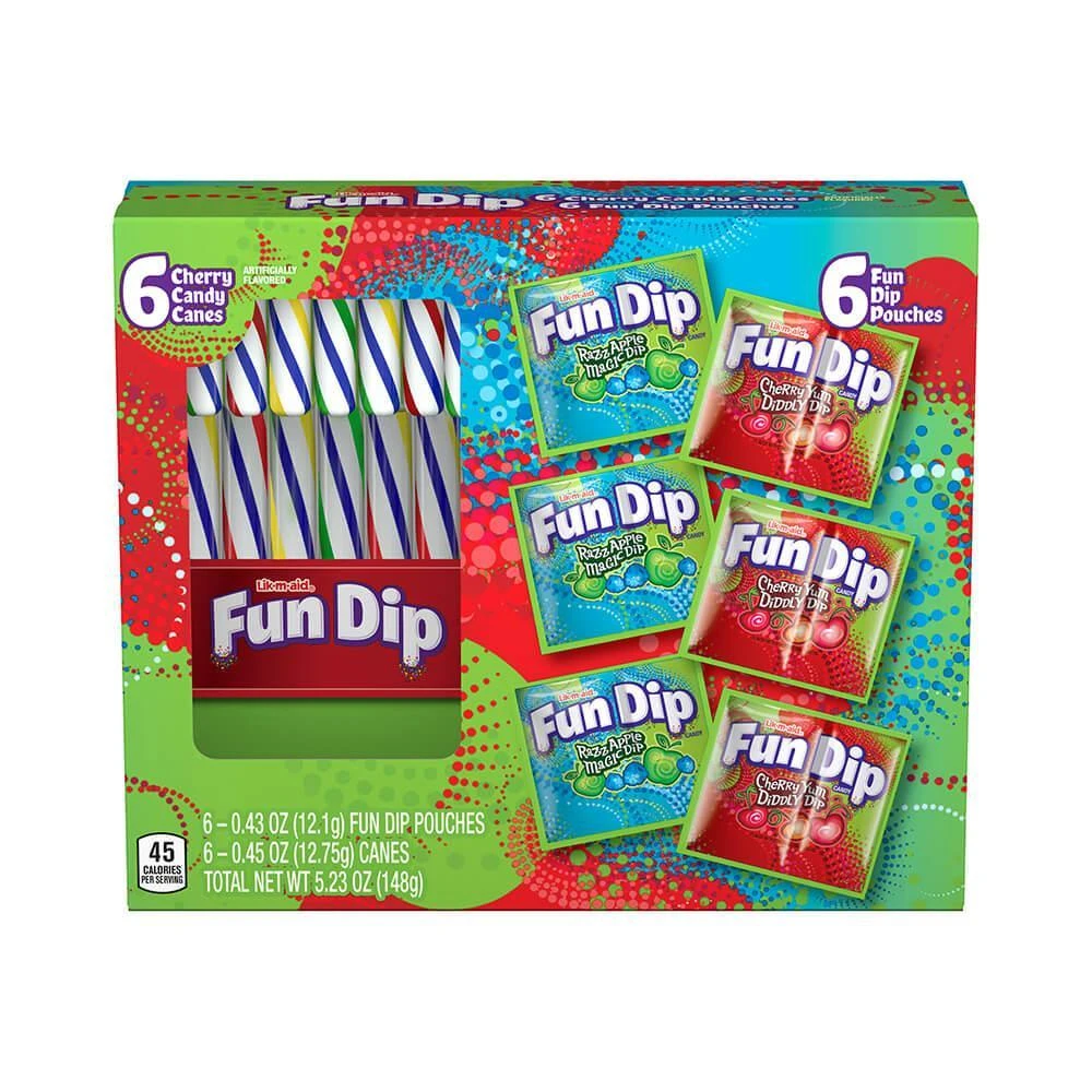 Fun Dip And Rainbow Cherry Candy Canes: 6-Piece Box 1 Fun Dip And Rainbow Cherry Candy Canes: 6-Piece Box
