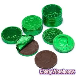 Green Foiled Milk Chocolate Coins: 1LB Bag -Candy Shop green foiled milk chocolate coins 1lb bag candy warehouse 3