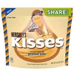 Hershey's Gold Kisses Caramel Creme Candy With Pretzel Bits: 60-Piece Bag -Candy Shop hershey s gold kisses caramel creme candy with pretzel bits 60 piece bag candy warehouse 4