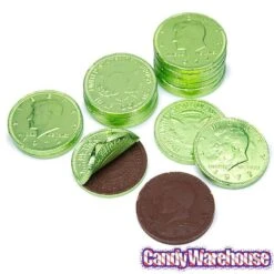 Kiwi Green Foiled Milk Chocolate Coins: 1LB Bag -Candy Shop kiwi green foiled milk chocolate coins 1lb bag candy warehouse 4