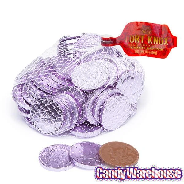 Lavender Foiled Milk Chocolate Coins: 1LB Bag 3 Lavender Foiled Milk Chocolate Coins: 1LB Bag - Image 3