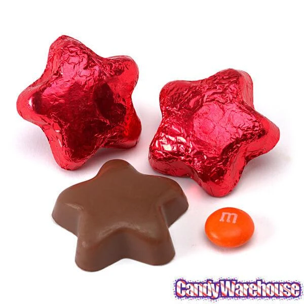 Madelaine Foiled Milk Chocolate Stars - Red: 5LB Bag 2 Madelaine Foiled Milk Chocolate Stars - Red: 5LB Bag - Image 2