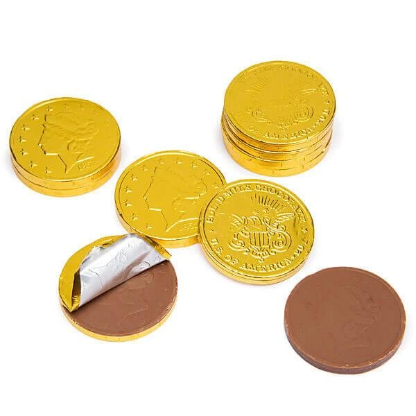 Madelaine Gold Foiled Milk Chocolate Coins - Large: 5LB Bag 1 Madelaine Gold Foiled Milk Chocolate Coins - Large: 5LB Bag
