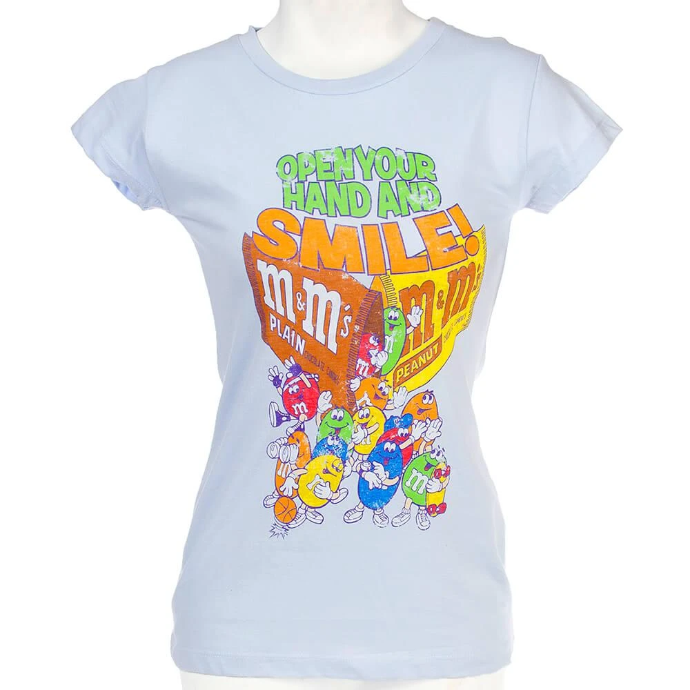 M&M's Open Your Hand And Smile Distressed T-Shirt - Youth - Small 1 M&M's Open Your Hand And Smile Distressed T-Shirt - Youth - Small