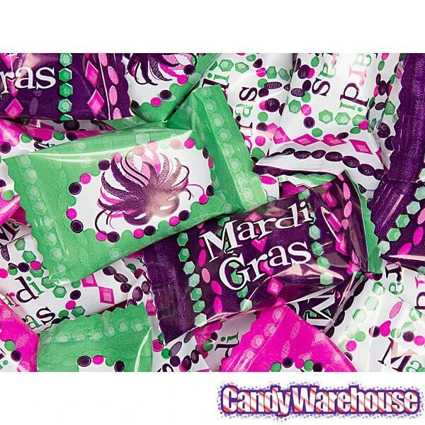 Mardi Gras Wrapped Buttermint Creams: 300-Piece Case 2 Mardi Gras Wrapped Buttermint Creams: 300-Piece Case - Image 2