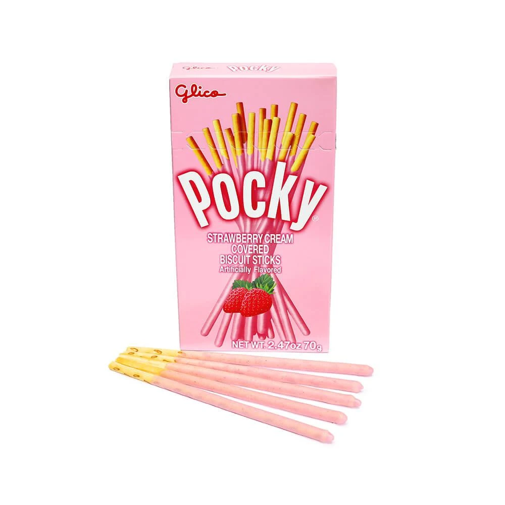 Pocky - Strawberry Cream Covered Biscuit Sticks Packs: 10-Piece Box 1 Pocky - Strawberry Cream Covered Biscuit Sticks Packs: 10-Piece Box