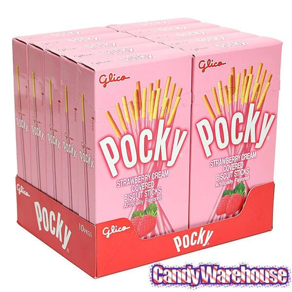 Pocky - Strawberry Cream Covered Biscuit Sticks Packs: 10-Piece Box 4 Pocky - Strawberry Cream Covered Biscuit Sticks Packs: 10-Piece Box - Image 4