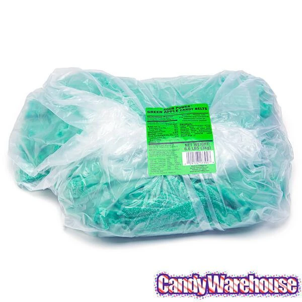 Sour Power Belts Candy - Green Apple: 3KG Bag 2 Sour Power Belts Candy - Green Apple: 3KG Bag - Image 2