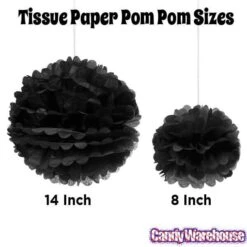 Tissue Paper 14-Inch Pom Pom - Black -Candy Shop tissue paper 14 inch pom pom black candy warehouse 3
