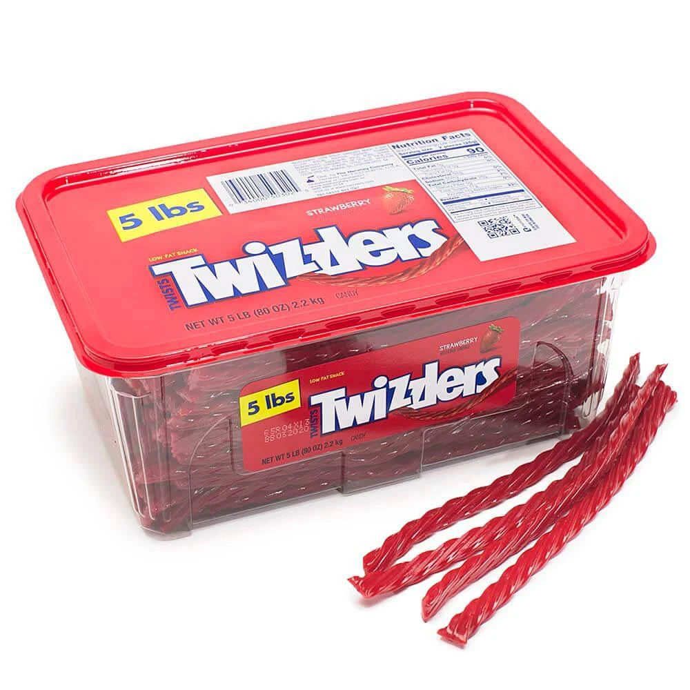 Twizzlers Strawberry Licorice Twists - Unwrapped: 5LB Tub 1 Twizzlers Strawberry Licorice Twists - Unwrapped: 5LB Tub