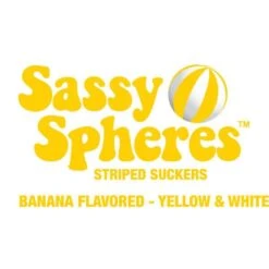 YumJunkie Sassy Spheres Banana Yellow Striped Ball Lollipops: 100-Piece Bag -Candy Shop yumjunkie sassy spheres banana yellow striped ball lollipops 100 piece bag candy warehouse 3